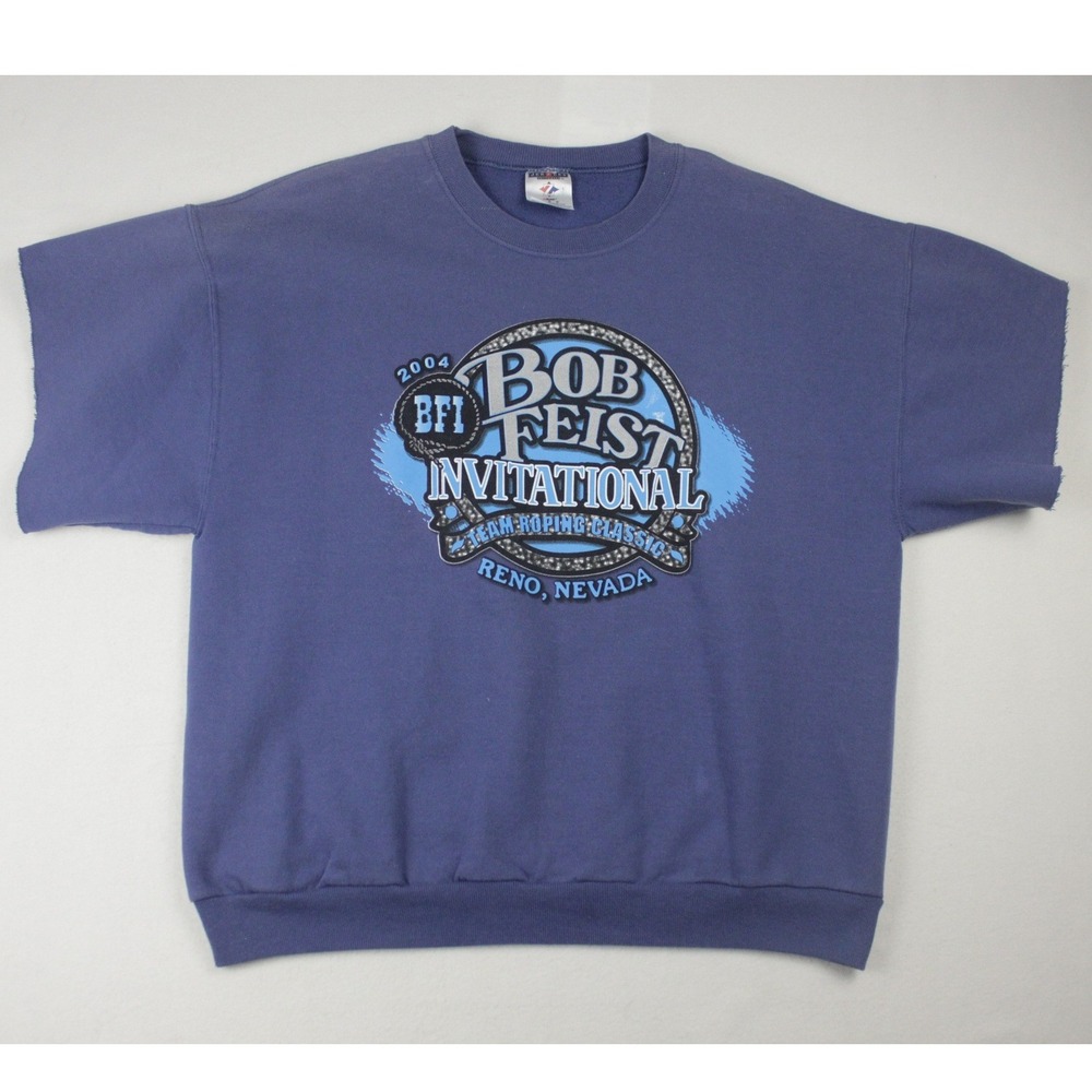 Vintage 2004 Bob Feist Invitational Cut Off Sweatshirt Blue Jerzees Large